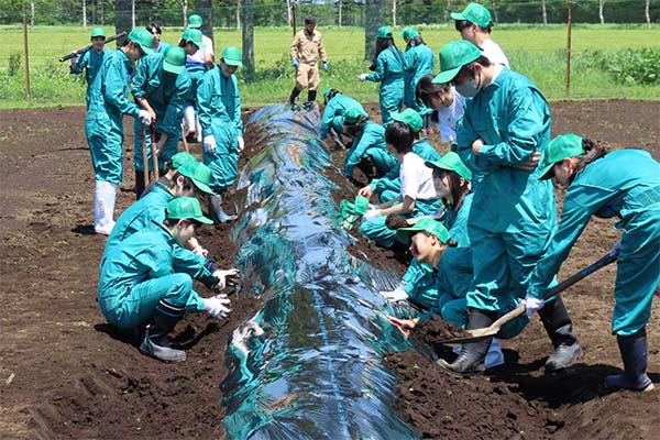 野菜や花の苗を育てる園芸実習